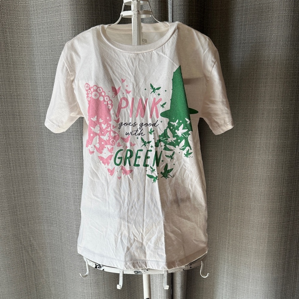 White Graphic Tee "Pink Goes Good With Green"